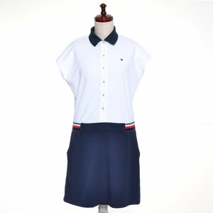 ◇493427 TOMMY HILFIGER トミーヒルフィガー ミニワンピース フレンチポロOP ゴルフウェア THLA217 サイズL レディース ホワイト ネイビー