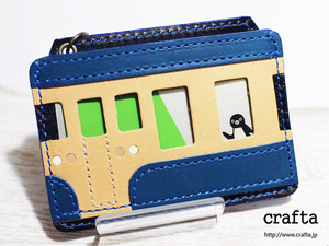  train pass case beige * blue leather leather 