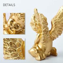 金色の2人の天使（ケルビム）彫像 屋内屋外装飾 愛らしい天使 彫刻記念品ペアセット彫刻 輸入品_画像3