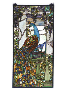 Art hand Auction Made by Meida Tiffany Tiffany Peacock Peacock and Wisteria Design Stained Glass Arts Crafts Statue Interior Gift Imported, hand craft, handicraft, glass crafts, Stained glass