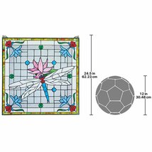 トンボが棲む池のステンドグラス窓アート工芸彫像 ウインドウインテリア オーナメント リビング 書斎 贈り物 プレゼント 輸入品_画像3