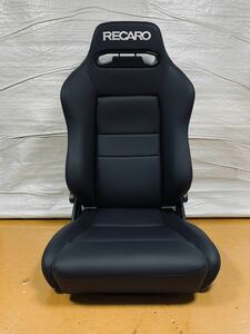 【希少!】61.レカロ RECARO SR-HORIZON 黒フェイクレザー張り替え 張替え 張替 ブラックシングルステッチ 両側ダイヤル バックロゴ (検SR-3