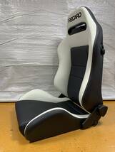 26.27.レカロ RECARO 2脚セット SR-3 黒×白フェイクレザー張り替え 張替え 張替 ホワイトシングルステッチ 両側ダイヤル_画像3