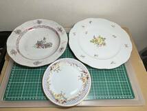 ヘレンド　ローゼンタール　HEREND　ROSENTHAL　皿　３枚セット　蝶　花　鳥　西洋磁器　食器　_画像1