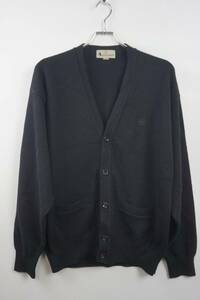 N015　アクアスキュータム　Aquascutum　メンズ　カシミヤ100　カシミヤセーター　カーディガン　ブラック　サイズL