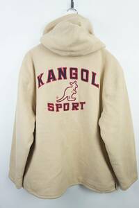 N114　KANGOL　カンゴール　フリースジャケット　パーカー　サイズL　ベージュ　中綿入り　オールド