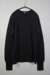 A016　Uniqlo　ユニクロ　カシミヤ100%　カシミヤセーター　クルーネックセーター　ブラック　黒　サイズM　レディース