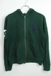 L986　Polo by Ralph Lauren　ポロ　ラルフローレン　ビッグポニー　ジップアップパーカー　フード　ダークグリーン　M　メンズ