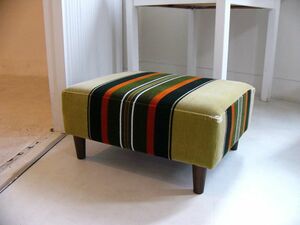 [ free shipping ] moquette stool Mid-century low type stripe orange retro Cafe LOW