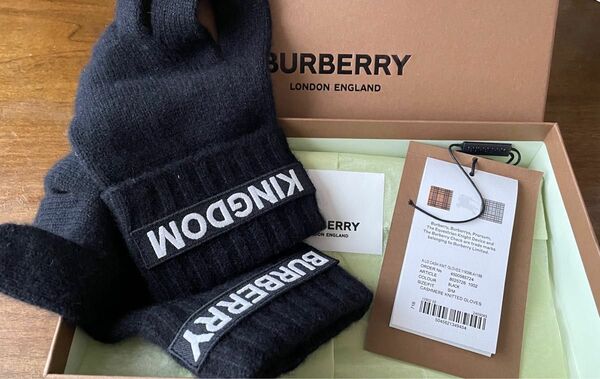 Burberry バーバリー　カシミア KINGDOM ロゴ 手袋　S/M グローブ 正規品 カシミアグローブ 