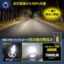 LEDヘッドライト HIDをLED化 トヨタ アルファード マーク２ ウィッシュ ハリアー D2S バルブ 11600LM 閃 キャンセラー内蔵 車検対応_画像2