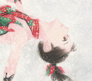 舞華 手描きイラスト複製画 #119 ポインセチア フィギュアスケート レオタード クリスマス