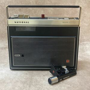 昭和レトロ ナショナル テープレコーダー Cassette AUTO RQ-208 マイク付き 松下電機 National 動作未確認