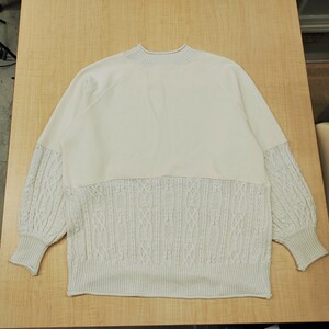 2312006 AS KNOW AS plusaznouaz reverse side nappy sweatshirt switch sweater roll up long sleeve NO. Q70759-3 white series F high‐necked 