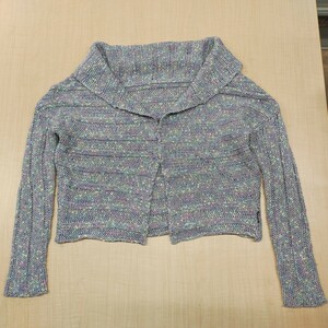 2312011X-girl X-girl Logo tag cropped pants height knitted cardigan knitted bolero grey series Mix color ribbon femi person size 2