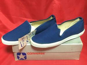 ★☆80s!USA!銀箱!希少レアconverse DANCE SLIP ON CANVAS OX 8 24.5cm コンバース スリッポン 紺 銀箱 デッド ビンテージ ⑩☆★