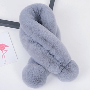 [MP-09] fake fur ti pet muffler electric outlet stole soft gray 