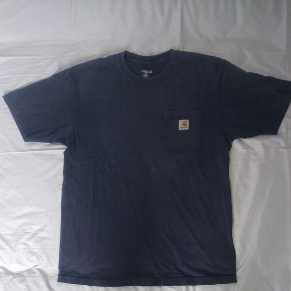 ★訳有★Carhartt★ pocketT-shrts★size-M★NAVY★"USED"