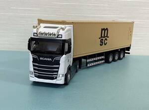 スカニア コンテナ トレーラー 1/50 MSC ホワイト 箱入り 電池付 SCANIA 送料無料