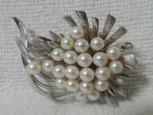  large ..21 bead pearl design * beautiful goods * silver stamp equipped parts * brooch * obidome * length 53 millimeter, width 67 millimeter * weight :35g