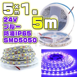 24V LED テープライト 5m ブルー 防水 60LED SMD5050