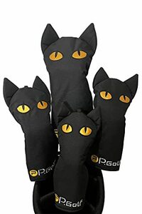 P.Golf ピーゴルフ ヘッドカバー 黒猫【1，3，5，UTセット】 (【*4点セット】)