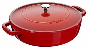 staub ストウブ 「 ブレイザー ソテーパン チェリー 24cm 」 両手 鋳物 ホーロー 鍋 浅型 すき焼きIH対応 【日本正規販売品】 Braiser