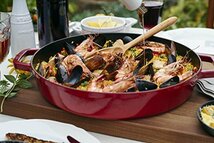 staub ストウブ 「 ブレイザー ソテーパン チェリー 24cm 」 両手 鋳物 ホーロー 鍋 浅型 すき焼きIH対応 【日本正規販売品】 Braiser_画像3