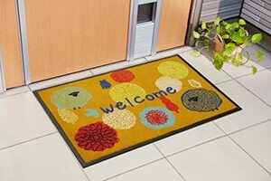 イケヒコ 玄関マット フォレスタ オレンジ 約47×75cm 花柄 屋外用 マット #2042009