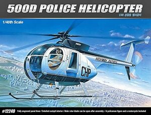 アカデミー 1/48 ヒューズ 500D 警察用ヘリコプター プラモデル 12249 成型色