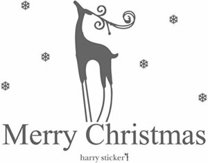 HARRY STICKER クリスマス ウォールステッカー 貼ってはがせる 転写式 聖夜に祈るトナカイ グレイ L 約45×100cm