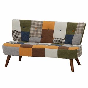  un- two trade sofa 2 seater . width 123× depth 67× height 68cm patchwork yellow 2WAY legs removed possibility low sofa daisy 