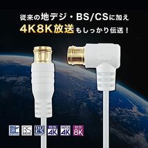 ホーリック 極細アンテナケーブル S-2.5C-FB同軸 5m 【4K8K放送(3224MHz)/BS/CS/地デジ/CATV 対応】 ホワイト L字差込式/差込式コネクタ_画像3