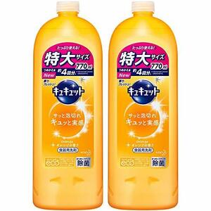 【まとめ買い】キュキュット 食器用洗剤 オレンジの香り 詰め替え 770ml × 2個