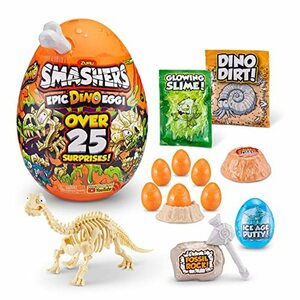 Smashers Epic Dino Egg Collectibles ブロントサウルスシリーズ3 ディノ ZURU 25以上のサプライズ スライム 化石おもちゃ