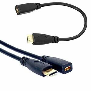 Rosebe Micro HDMI V1.4ソケットメスto Mini HDMIオス変換装置アダプタケーブル20cm マイクロHDMI