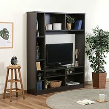 不二貿易 テレビ台 テレビボード 32型推奨 幅120×奥行28.5×高さ150cm ブラウン 壁面収納 ラック 棚レイアウト自由 組立商品_画像6