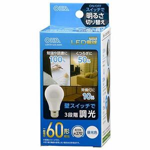 オーム電機 LED電球 E26 60形相当 3段階調光 昼光色 LDA7D-G/D AG93 06-3426