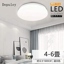 Depuley LEDシーリングライト 4.5畳 6畳 昼光色 薄型 20W おしゃれ 北欧 軽量 5700k~6000k 1200lm 丸型 壁スイッチ 玄関 寝室 部屋 和室_画像3