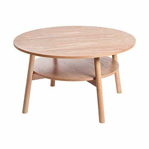 VaLaVie北欧 コーヒーテーブル ローテーブル 卓袱台 座卓 アパート リビングルーム センターテーブル 無垢材 円形の低いテーブル 棚付き