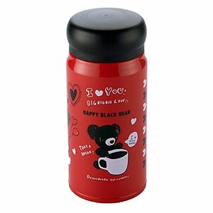 RW Reach Will 軽量 水筒 HAPPY BLACK BEAR (350ml / レッド) お洒落 マグボトル (保温/保冷)