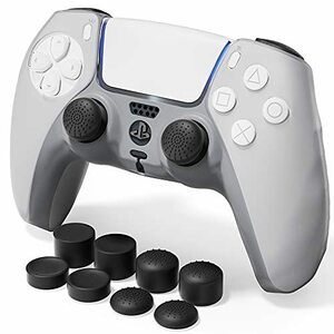 FUNKID プレイステーション5 PS5 コントローラー カバー アクセサリー シリコン製 柔らかい 衝撃吸収 滑り防止 スティックキャップ付き