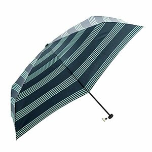 HUS.(ハス) 折りたたみ傘 Carbon E Slim55 Mint Stripe 55616 晴雨兼用 メンズ レディース ネイビー 紺色