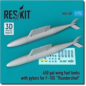 レスキット 1/72 F-105用 450ガロン増槽・パイロン 2個入 プラモデル用パーツ RSK72-0397