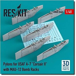 レスキット 1/48 A-7 コルセア2 パイロンセット アメリカ空軍用・MAU-12爆弾架付 プラモデル用パーツ