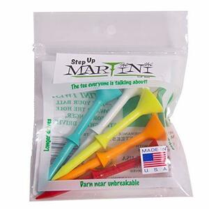 Martini Golf Tees DMT007 丈夫なプラスチック製ステップアップティー (5個パック) アソートカラー