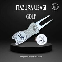 ITAZURA USAGI Golf ゴルフ グリーンフォーク＆マーカー(Silver)コンペ景品箱付き_画像4