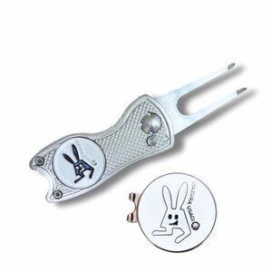 ITAZURA USAGI Golf ゴルフ グリーンフォーク＆マーカー(Silver)コンペ景品箱付き