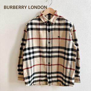 バーバリー BURBERRY LONDON ノバチェック 長袖シャツ ネルシャツ トップス ベージュ系 ボーイズ レディース メンズ コットン 綿 サイズ160