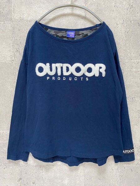 OUT DOOR長袖ロゴTシャツ後ろ長めカットソー モコモコロゴが可愛い